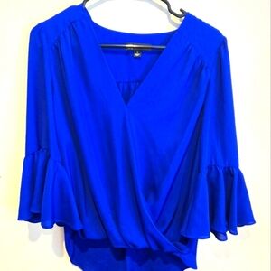 INC International Concepts Blue Surplice Blouse